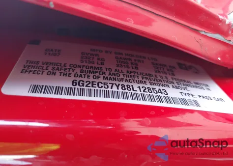 2008 Pontiac G8 Gt из США, поврежденный, VIN 6G2EC57Y88L128543